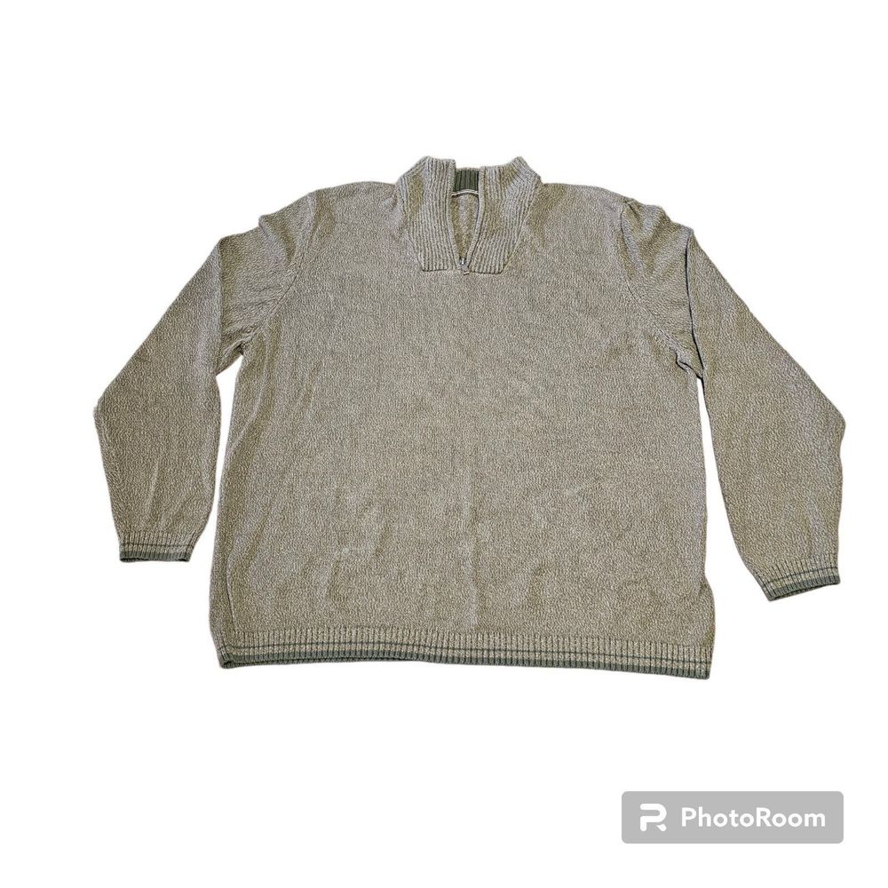 Eddie Bauer Men's Sweater Pullover Cotton 1/4 zip olive green Sz XL